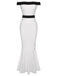 She slips into this White 1930s Off-Shoulder Fishtail Dress and suddenly it's a 1930s daydream