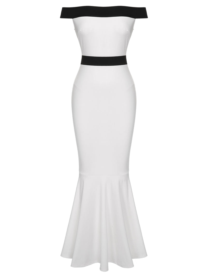 white midi fishtail dress Nadia Long Sleeve Fishtail Midi Dress White
