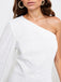 White 1930s One Shoulder Asymmetric Raw Edge Dress: where 1930s romance meets her modern spirit
