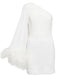 White 1930s One Shoulder Asymmetric Raw Edge Dress — the kind of 1930s dress that makes strangers smile