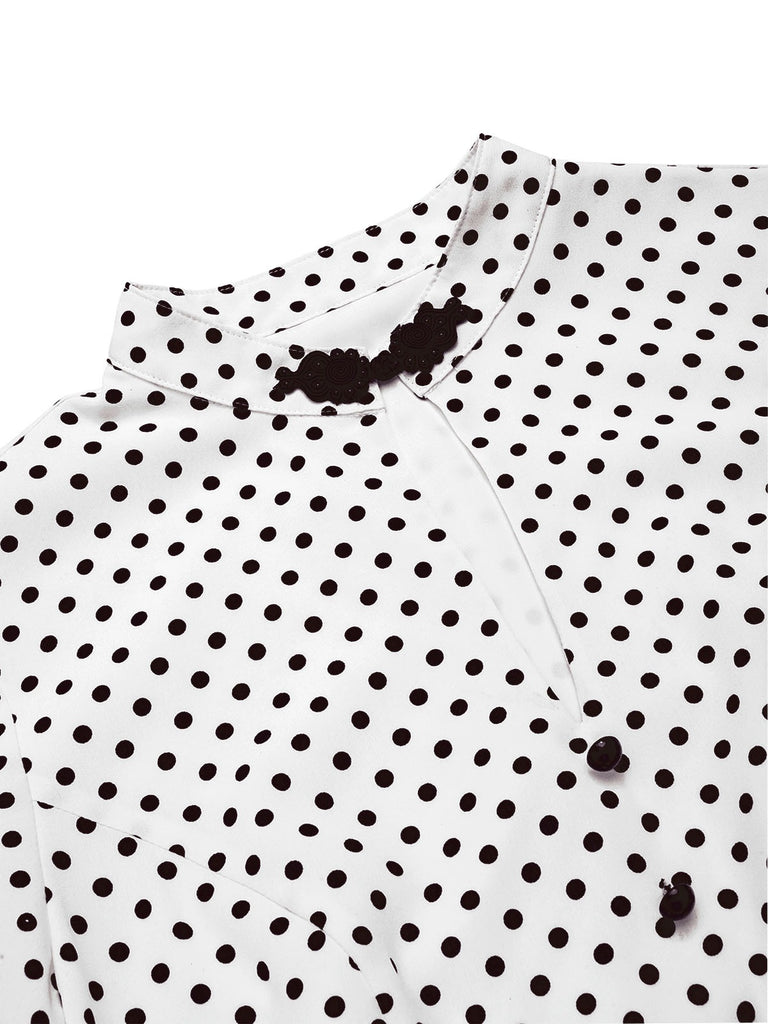 [Pre-Sale] White 1930s Polka Dot Ruffled Mermaid Dress