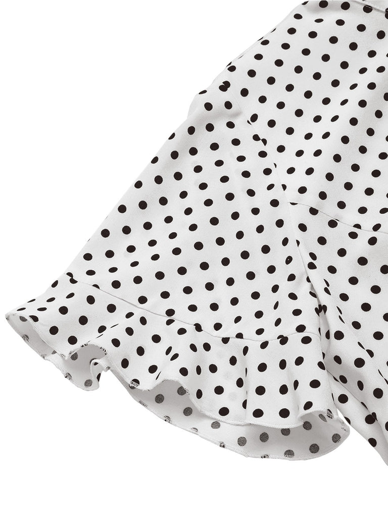 [Pre-Sale] White 1930s Polka Dot Ruffled Mermaid Dress