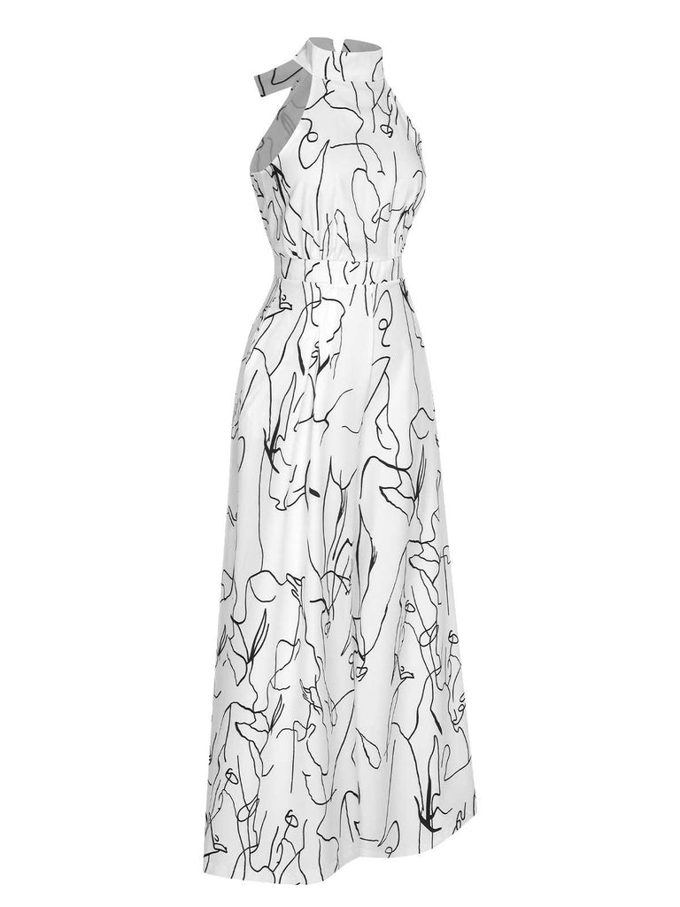 White 1930s Round Neck Sleeveless Jumpsuit: timeless 1930s elegance she makes her own