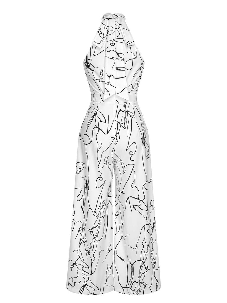 This White 1930s Round Neck Sleeveless Jumpsuit whispers 1930s secrets to those who notice