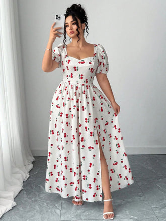 White 1940s Print Dress Dress