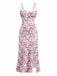 White 1940s Ditsy Floral Rose Slit Slip Dress - vintage dress, retro fashion, pure white