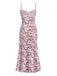 White 1940s Ditsy Floral Rose Slit Slip Dress - vintage dress, retro fashion, pure white