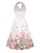 White 1940s Floral Lapel Patchwork Dress — the kind of 1940s dress that makes strangers smile