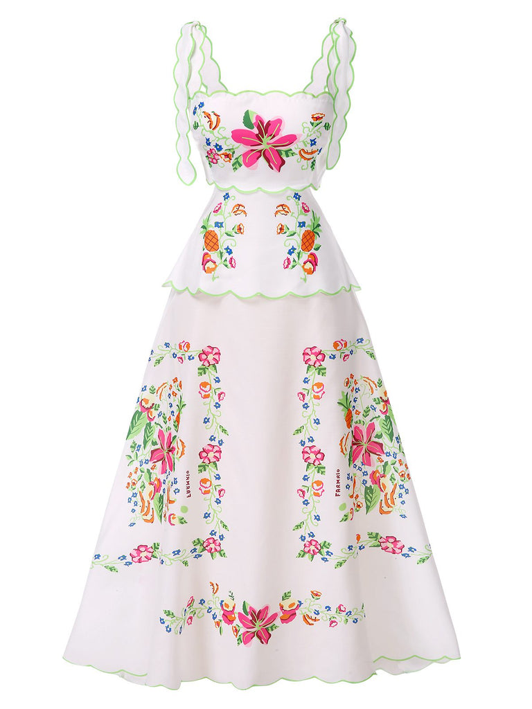 White 1940s Floral Print Tie Back Dress, vintage dress, retro fashion, floral print - perfect for women who love vintage and retro fashion