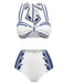 She's wearing White 1940s Navy Style Whale Swimsuit and the whole beach remembers the 1940s