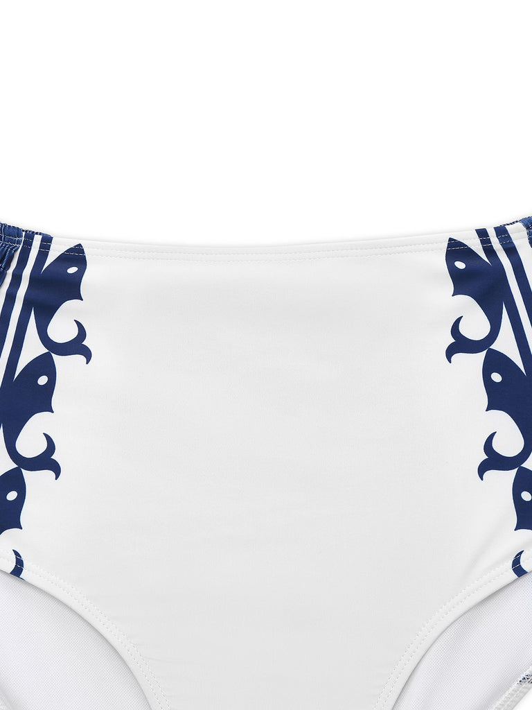 White 1940s Navy Style Whale Swimsuit — because 1940s glamour never goes out of style