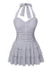 White 1940s Polka Dot Halter Skirted Swimsuit, vintage skirt, retro style - perfect for women who love vintage and retro fashion
