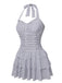 White 1940s Polka Dot Halter Skirted Swimsuit, vintage skirt, retro style - perfect for women who love vintage and retro fashion