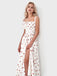 White 1940s Print Slit High Waist Midi Dress, vintage dress, retro fashion - perfect for women who love vintage and retro fashion