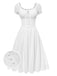White 1940s Solid Cotton Embroidered Lace Dress, vintage dress, retro fashion, lace detail - perfect for women who love vintage and retro fashion