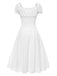 White 1940s Solid Cotton Embroidered Lace Dress, vintage dress, retro fashion, lace detail - perfect for women who love vintage and retro fashion