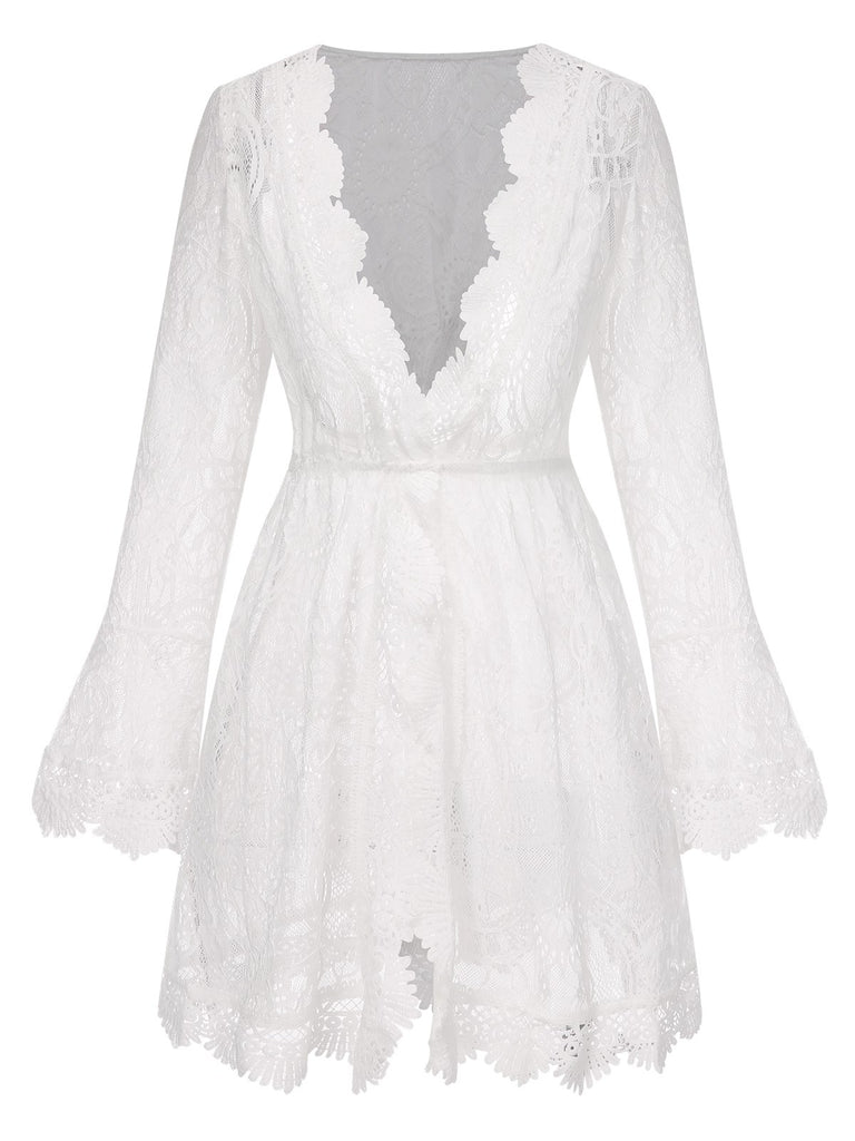 chinese dress ladies Boho White Lace Beach Dress Bikini Coverup Robe Style Dress main image 0