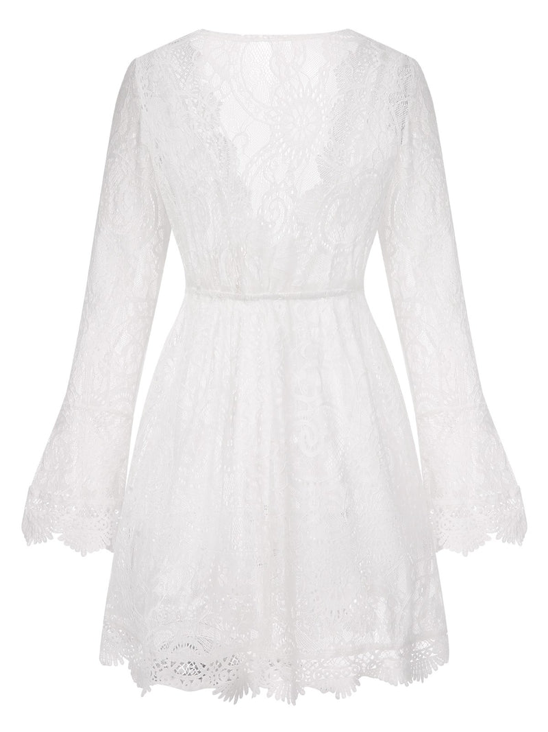 White 1940s Solid Lace Beach Cover Up | Retro Stage