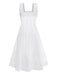 White 1940s Solid Lace Patchwork Tie Front Dress | vintage dress, retro fashion, elegant style - perfect for retro fashion enthusiasts