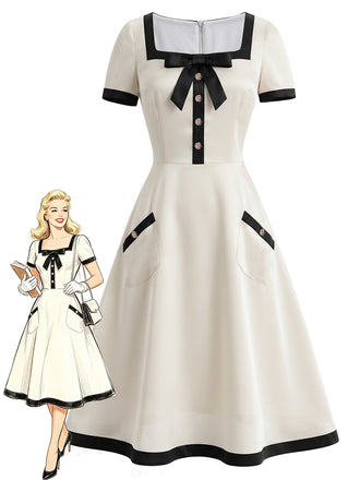 [Pre-Sale] Elegant White 1940s Vintage Dress 8