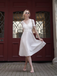 White 1940s V-Neck Lace Patchwork Dress - vintage dress, retro fashion, pure white