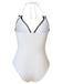 White 1950s Bow Lace-Up Halter Swimsuit: 1950s Riviera elegance, reimagined for her