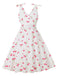 White 1950s Cherry Sleeveless V-Neck Dress - vintage dress, retro fashion, rockabilly