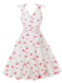 White 1950s Cherry Sleeveless V-Neck Dress - vintage dress, retro fashion, rockabilly