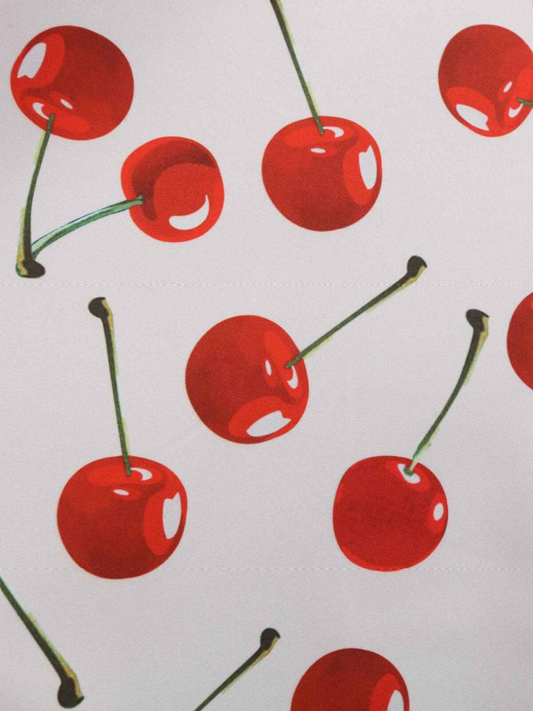 White 1950s Cherry Wide Straps Dress — the kind of 1950s dress that makes strangers smile