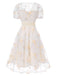 White 1950s Deep V-Neck Embroidered Floral Dress — the kind of 1950s dress that makes strangers smile