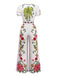 White 1950s Deep V-Neck Floral Belted Jumpsuit - vintage jumpsuit, retro fashion, pure white