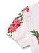White 1950s Deep V-Neck Floral Belted Jumpsuit - vintage jumpsuit, retro fashion, pure white
