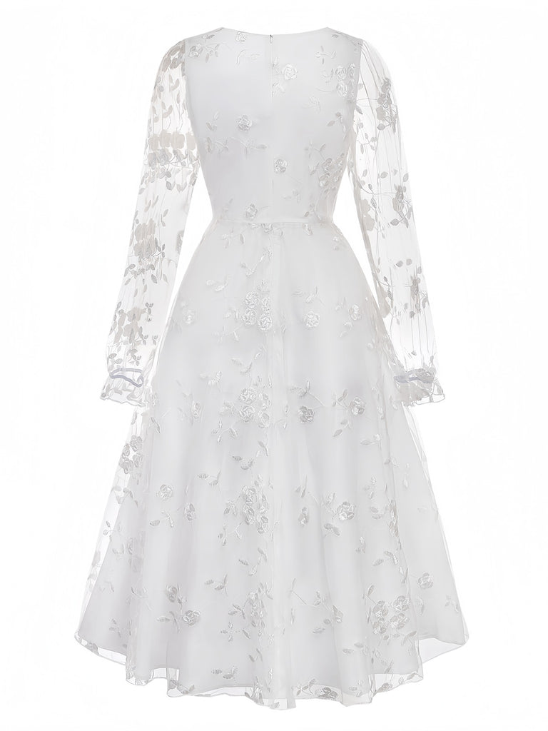 Vintage White Lace Graduation Dress Semi-Formal Garden Party Outfit Vintage White Lace Graduation Dress Semi-Formal Garden Party Outfit