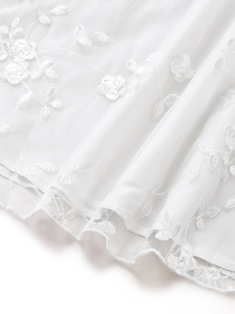 1950s floral embroidery lace dress Anna lace- 1950s vintage dress with pleat at back heartmycloset