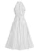 White 1950s Halter Polka Dots Bow Dress: where 1950s romance meets her modern spirit
