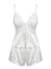 White 1950s Lace Satin Camisole Pajama Set - vintage fashion, retro style, pure white