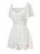 White 1950s Puff Sleeve Layered Hem Romper, vintage romper, retro jumpsuit - perfect for women who love vintage and retro fashion