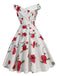 White 1950s Roses Off-Shoulder Dress: where 1950s romance meets her modern spirit