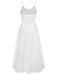 White 1950s Satin Lace Rhinestone Split Maxi Nightgown, vintage fashion, retro style - perfect for women who love vintage and retro fashion