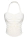 White 1950s Solid Pleated Halter Top, vintage top, retro blouse - perfect for women who love vintage and retro fashion