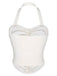 White 1950s Solid Pleated Halter Top, vintage top, retro blouse - perfect for women who love vintage and retro fashion