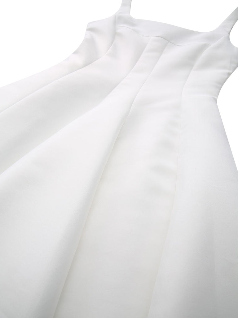 White 1950s Solid Wide Strap Evening Dress White 1950s Solid Wide Strap Evening Dress