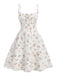 She slips into this White 1950s Spaghetti Strap Floral A-Line Dress and suddenly it's a 1950s daydream