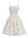 White 1950s Spaghetti Strap Floral A-Line Dress: where 1950s romance meets her modern spirit