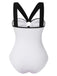White 1950s Waist Cutout Colorblock One-Piece Swimsuit, vintage swimsuit, pin-up swimwear - perfect for women who love vintage and retro fashion