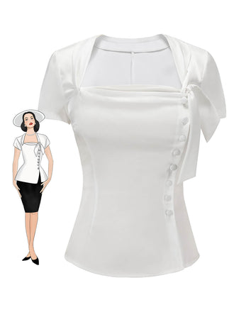 White 1950s White Button Down Shirt, vintage fashion, retro style - perfect for women who love vintage and retro fashion