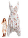 White 1960s Floral V Neck Dress