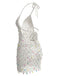 White 1960s Sequin Crochet Hollow Out Cover Up 3