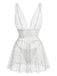 White 1960s Heart Dot Sheer Lace Sleepwear Set - vintage nightgown, retro sleepwear, pure white