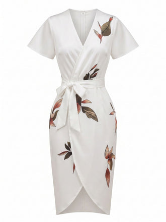 White 1960s Floral Vintage Classic Dress